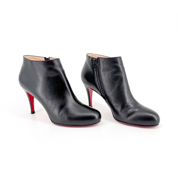 Christian Louboutin Ankle Booties Size 37 US 7 Black Leather Belle 85 Boot - Picture 1 of 14